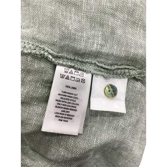 NWT Tahari Womens Blouse Top Shirt 3/4 Sleeve Button Front Green Linen Size 1X image number 5