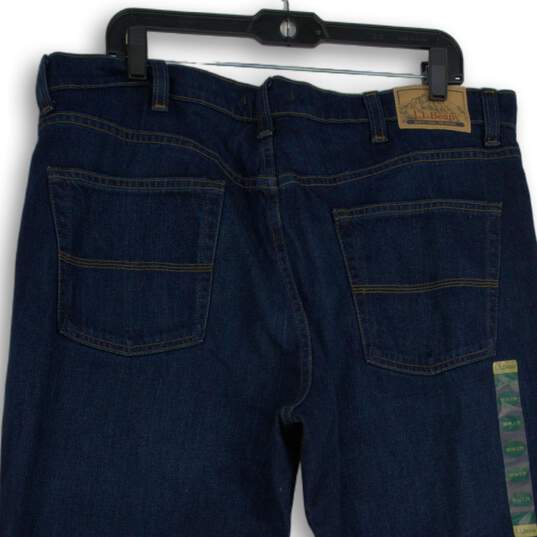 NWT L.L. Bean Mens Blue Denim 5-Pocket Design Straight Leg Jeans Size 38X29 image number 4