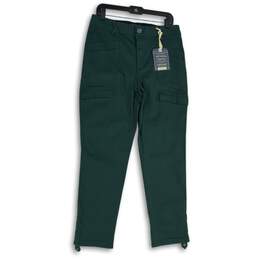 NWT Democracy Womens Green Flap Pocket High Rise Slim Fit Cargo Pants Size 12