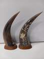 2pc Set of Carved Water Buffalo Horns image number 1