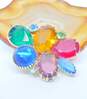 Vintage Judy Lee & Fashion Colorful & Clear Icy Aurora Borealis Clip-On Earrings Necklace & Brooch 99.0g image number 4