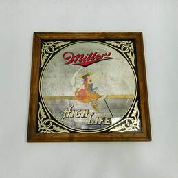 Vintage Miller High Life Beer Girl In The Moon Bar Ad Mirror Sign 14x14
