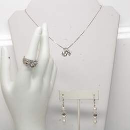 3pc Infinity Sparkle Sterling Silver Jewelry Set