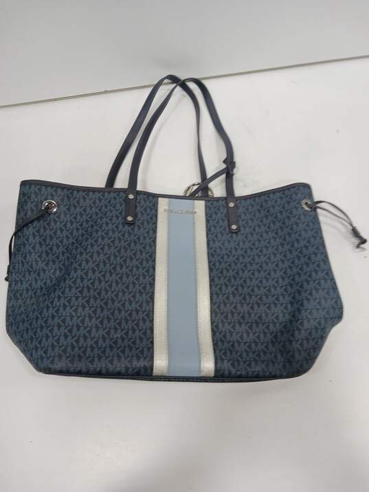 Micheal Kors Blue/White Jet Set Travel Large Tote Bag image number 1