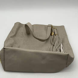 Womens Gray Leather Signature Print Inner Pocket Zipper Shoulder Bag