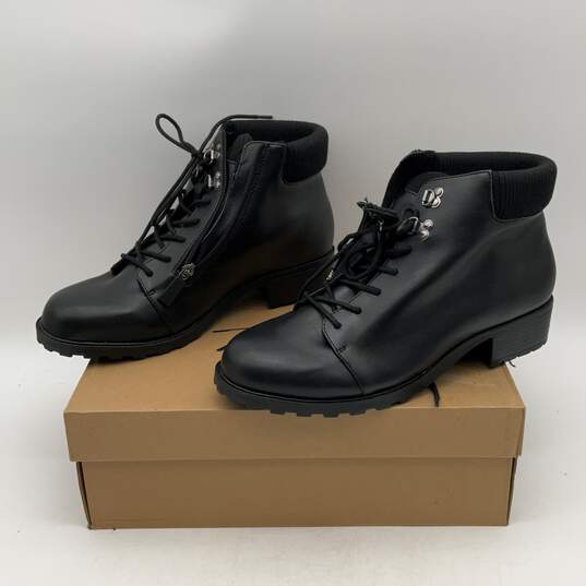 NIB Trotters Womens Black Leather Side Zip Ankle Winter Boots Size 12 image number 2