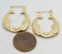 14K Yellow Gold Dolphins Puffed Oblong Hoop Earrings 2.6g image number 6