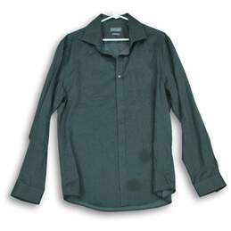 Michael Kors Mens Dark Gray Polka Dot Long Sleeve Shirt Size 16.5