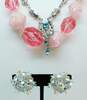 Vintage Icy Pink Blue Clear Aurora Borealis Rhinestone Clip-On Earrings & Necklaces 74.2g image number 1