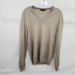 Gucci Men's Beige Merino Wool Blend V-Neck Long Sleeve Size M - AUTHENTICATED