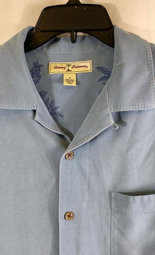 Tommy Bahama Mens Blue Short Sleeve Collared Pocket Button-Up Shirt Size Small image number 3