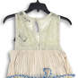 NWT Womens Beige Blue Pleated Lace Sleeveless Fit & Flare Dress Size Small image number 4