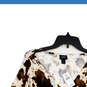NWT Daytrip Womens White Cow Print V-Neck Short Sleeve Pullover Blouse Top Sz L image number 3
