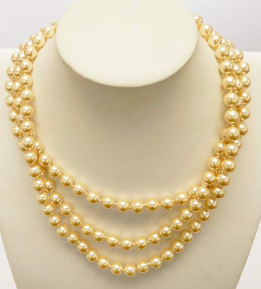 The Franklin Mint Jackie's Pearls Faux Pearl Multi Strand Necklace 122.6g image number 1