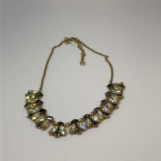 Designer J. Crew Gold-Tone Chain Clear Crystal Cut Stone Necklace Necklace image number 2