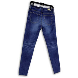 Womens Blue Denim Raw Hem Medium Wash Pockets Skinny Leg Jeans Size 28R alternative image