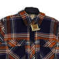 NWT Womens Blue Orange Plaid Long Sleeve Button-Up Shirt Size 1X image number 3
