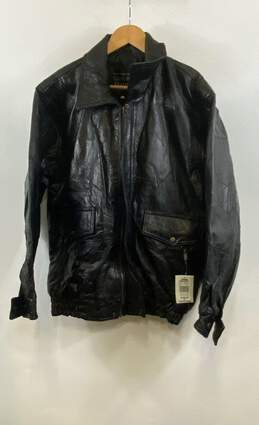 NWT Napoline Mens Black Leather Outfitters Full-Zip Motorcycle Jacket Size XL