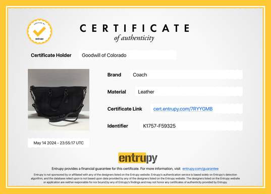 Authenticated Women's Coach Lenox Pebble Leather Satchel Bag image number 12