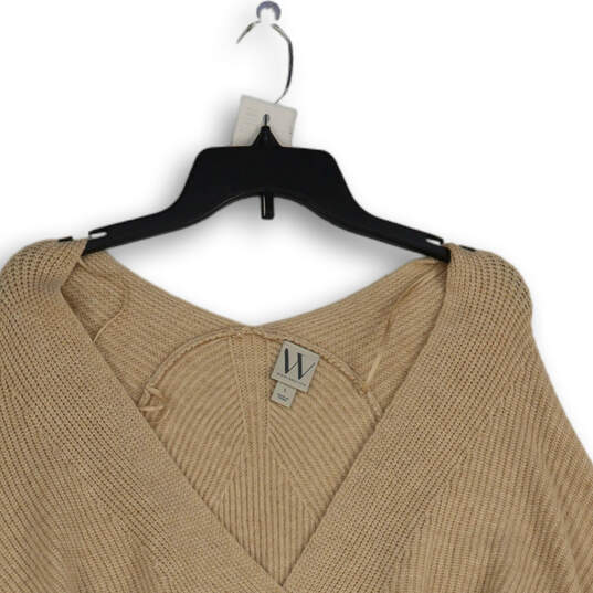 NWT Womens Tan V-Neck Long Sleeve Knit Pullover Sweater Size L image number 3