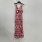 NWT Womens Pink Floral Tie Neck Sleeveless Long Maxi Dress Size 8 image number 1