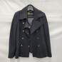 GUESS WM's Black Fall Wool Blend Brass Button Pea Coat Size M image number 1