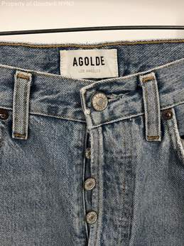 AGOLDE WOMEN'S FRAYED BUTTON UP DENIM JEANS-BLUE-SZ 25 alternative image