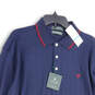 NWT Mens Navy Blue Spread Collar Long Sleeve Polo Shirt Size XL image number 3