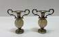 Miniature Mid Century Silver Plate Vases/Tray Decorative Pair of Onyx Bud Vases image number 6