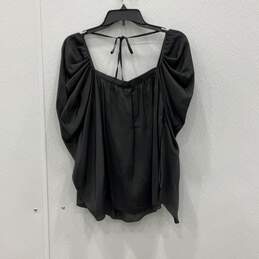 NWT Kobi Halperin Womens Black Long Sleeve Square-Neck Pleated Blouse Top Sz XS alternative image