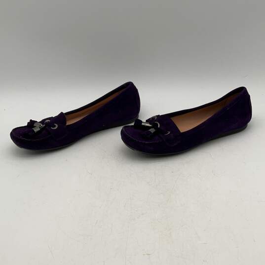 Stuart Weitzman Womens Purple Tassels Moc Toe Slip On Ballet Flats Size 6.5 image number 1