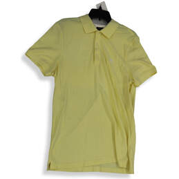 Mens Yellow Collared Short Sleeve Regular Fit Pullover Polo Shirt Size L