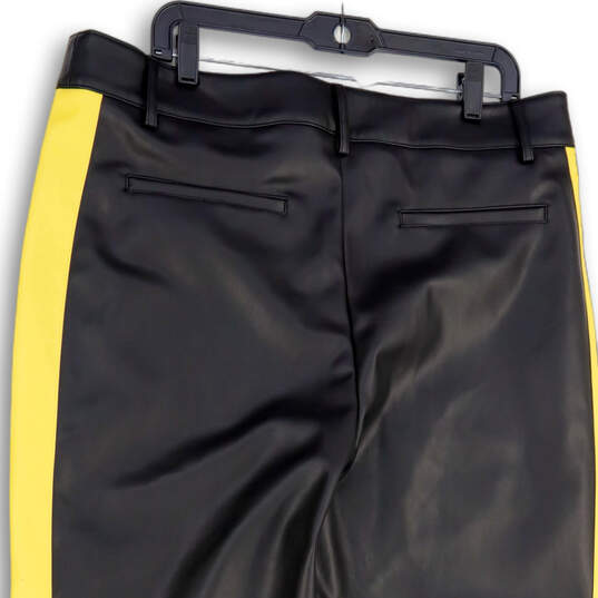 NWT Mens Black Yellow Striped Faux Leather Straight Leg Ankle Pants Size 36 image number 4