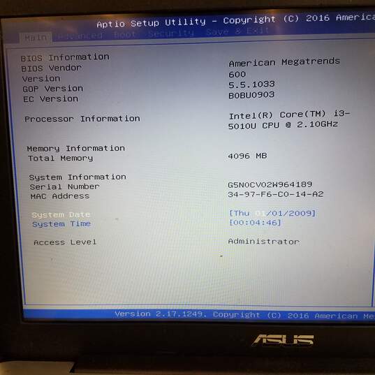 ASUS F555L 15" Laptop Intel i3-5010U CPU 4GB RAM NO HDD image number 6