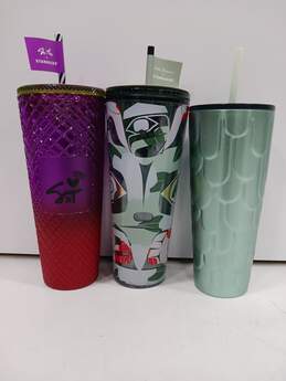 Starbucks Tall Containers with Straws Set of 3