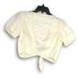 NWT Hollister Womens Cropped Top Short Sleeve V-Neck Tie White Size Small image number 2
