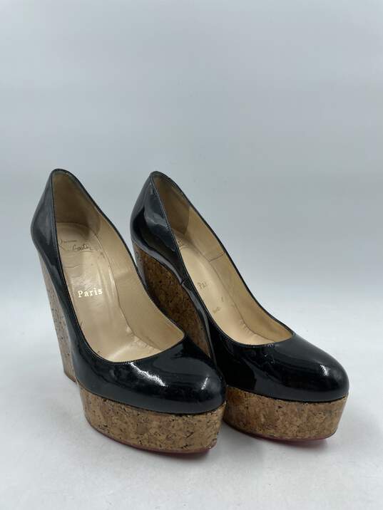Authentic Christian Louboutin Black Wedge Pumps W 6 image number 3