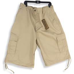 NWT RB Vintage Utility Mens Beige Flat Front Cargo Shorts Size 44