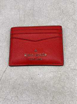 Kate Spade Red Leather Card Holder, Stylish & Compact, Excellent Condition