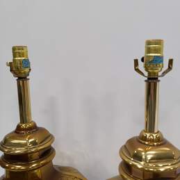 Vintage Hollywood Regency Brass Table Lamp Pair alternative image