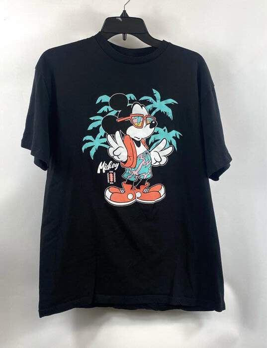 Disney Neff Mens Black Cotton Mickey Mouse Graphic Pullover T-Shirt Size Large image number 1