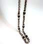 David Yurman 925 & 14K Gold Accented Onyx Ball Beaded Station Wheat Chain Necklace 57g image number 1
