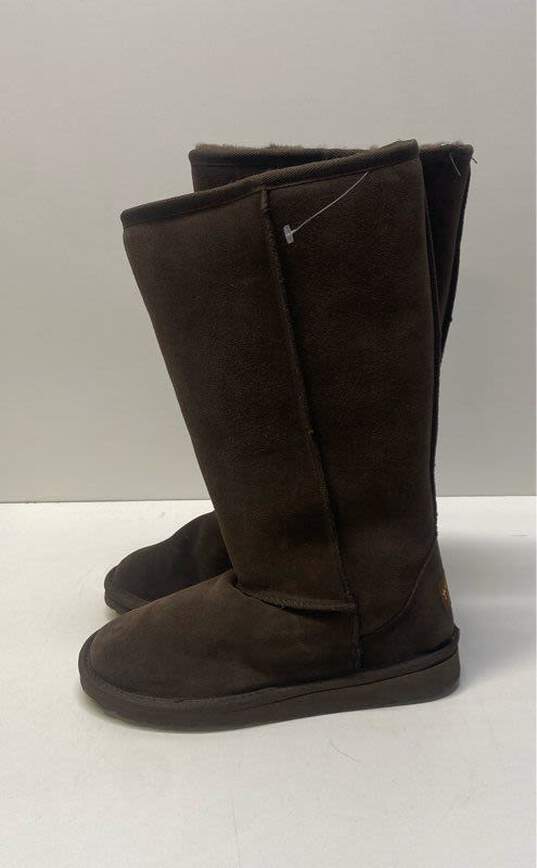 Gypsy Soule Brown Suede Shearling Boots Shoes Women's Size 6 B image number 2