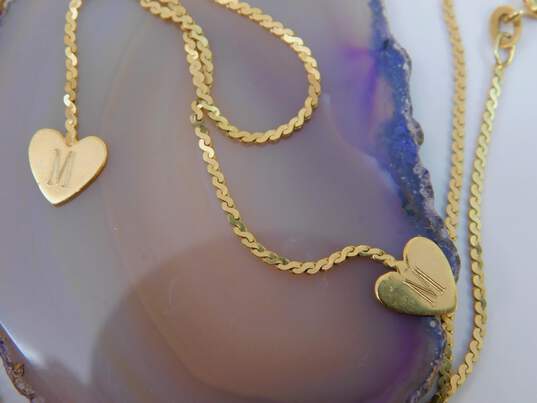 14K Yellow Gold Double Heart Serpentine Chain Necklace 3.0g image number 3