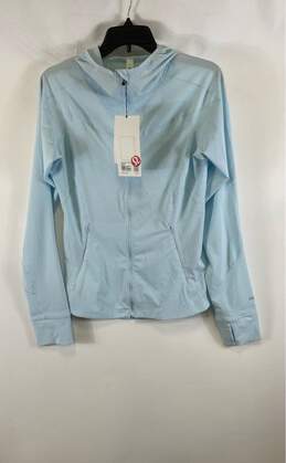 NWT Lululemon Womens Blue Mist Over Hooded Long Sleeve Windbreaker Jacket Size 6