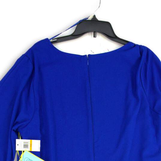 NWT CeCe Womens Blue Round Neck 3/4 Sleeve Back Zip Shift Dress Size 16 image number 4