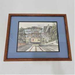 Artist Mark Monsarrat Signed Hyde Street Cable Car 1984 San Fran Litho Art Print