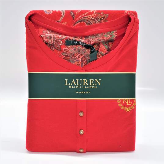 Buy the Lauren Ralph Lauren NWT Holiday Red Knit Top & Woven Pant Pajama  Gift Set Women's Size XL