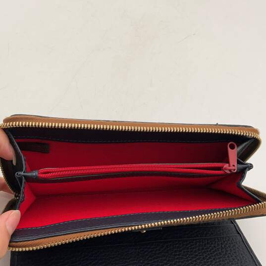 Dooney & Bourke Womens Blue Leather Inner Pocket Zip-Around Wallet image number 4