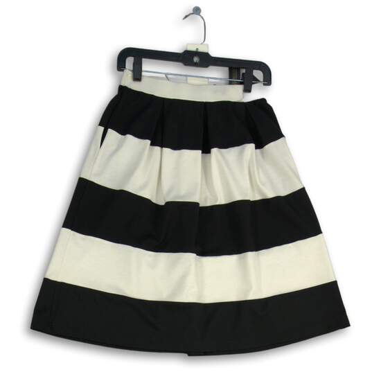 NWT Womens White Black Striped Pleated Elastic Waist Pull-On A-Line Skirt Sz XXS image number 2